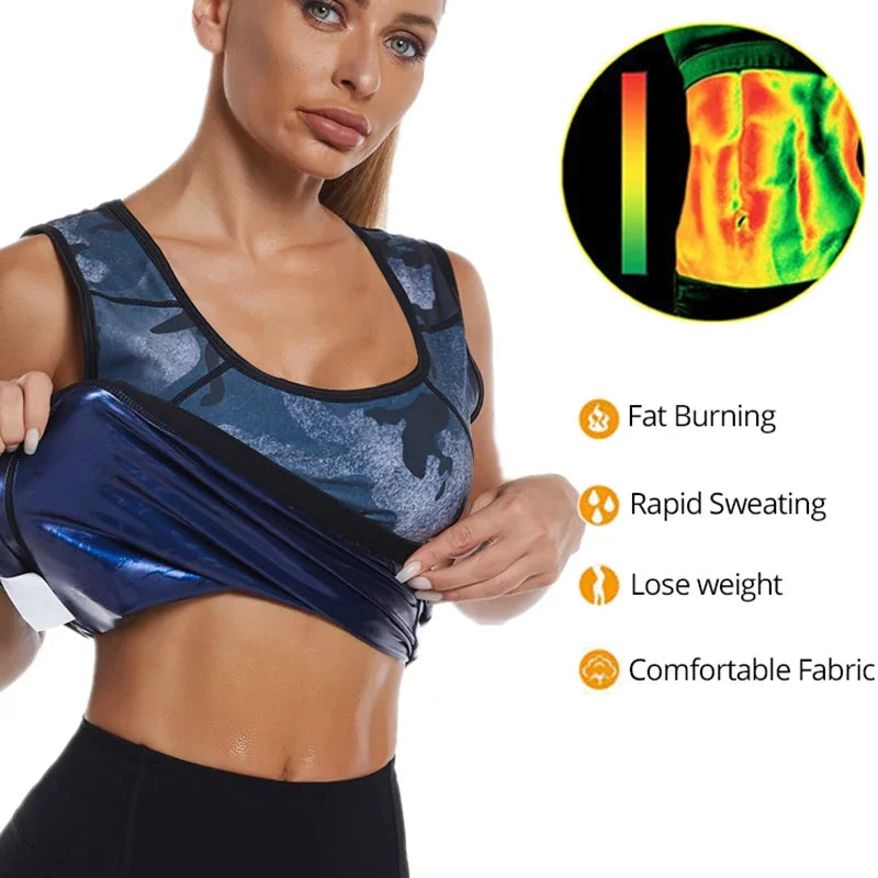 Sauna Vest for Women Weight Loss Workout Top Hot Sweat Tank Top Fitness Corset Top Slimming Shaper Sport Fat Burning Sauna Suits