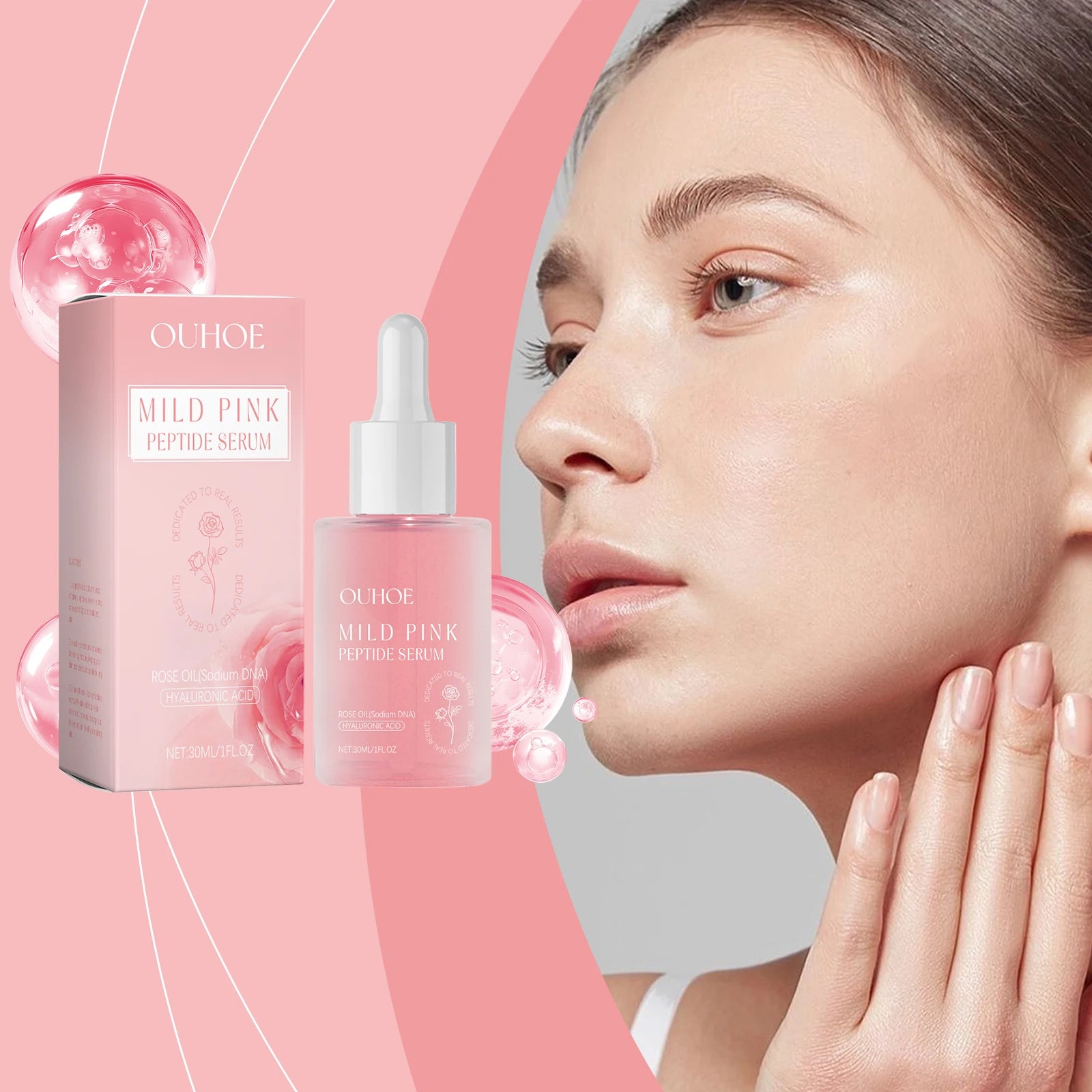 Rose Facial Essence Liquid Peptide Moisturizing Brightening Nourishing Fine Repair Skin Care Beauty Serum for Facial Treatment