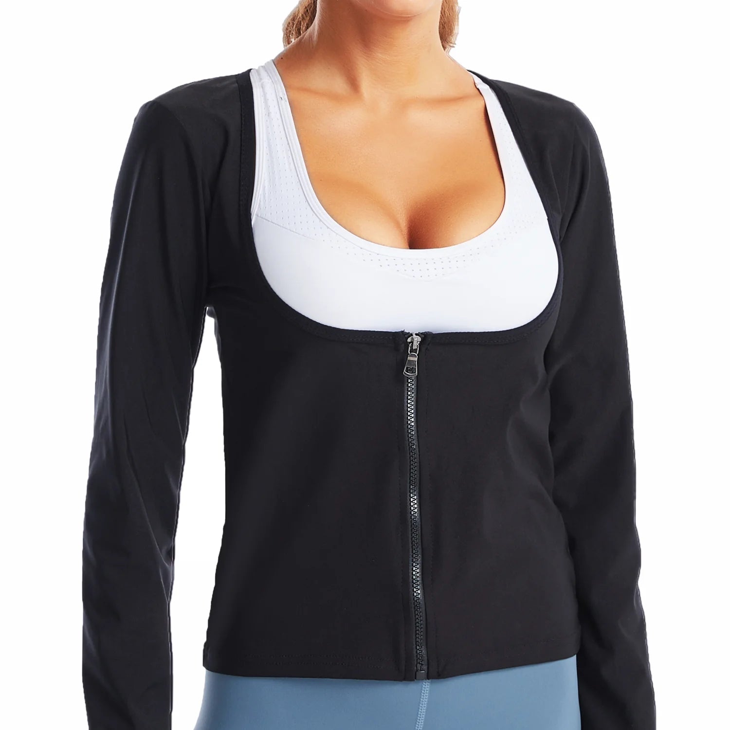 Women Sauna Suit for Weight Loss Sweating Tops Fitness Jacket Hot Thermo Long Sleeves Gym Shaper Fat Burning Workout Tracksuit