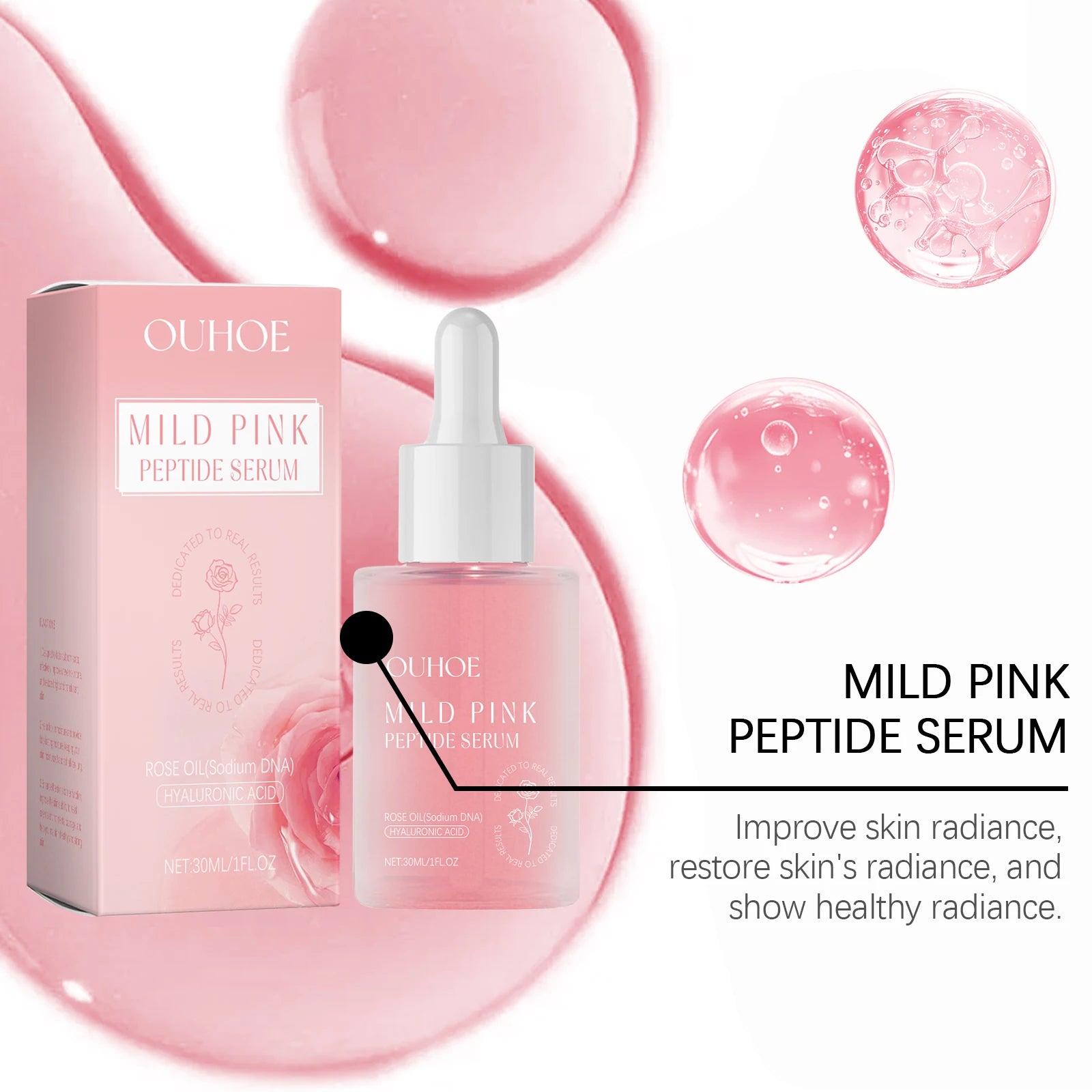Rose Facial Essence Liquid Peptide Moisturizing Brightening Nourishing Fine Repair Skin Care Beauty Serum for Facial Treatment